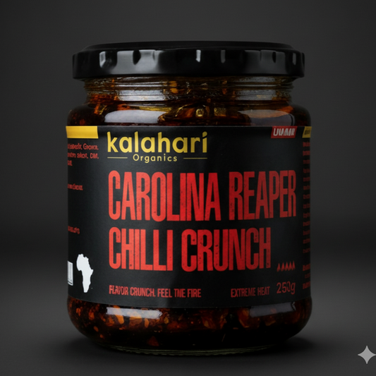 Kalahari Master Chef's Selection Crunch Gift Set: 5x250g Chilli Crunch Oil & Variety Pack (Garlic, Habanero, Peri Peri, Carolina Reaper, Naga Ghost)
