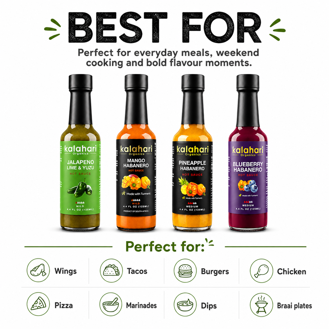 Kalahari Organics Hot Sauce Discovery 4-Pack