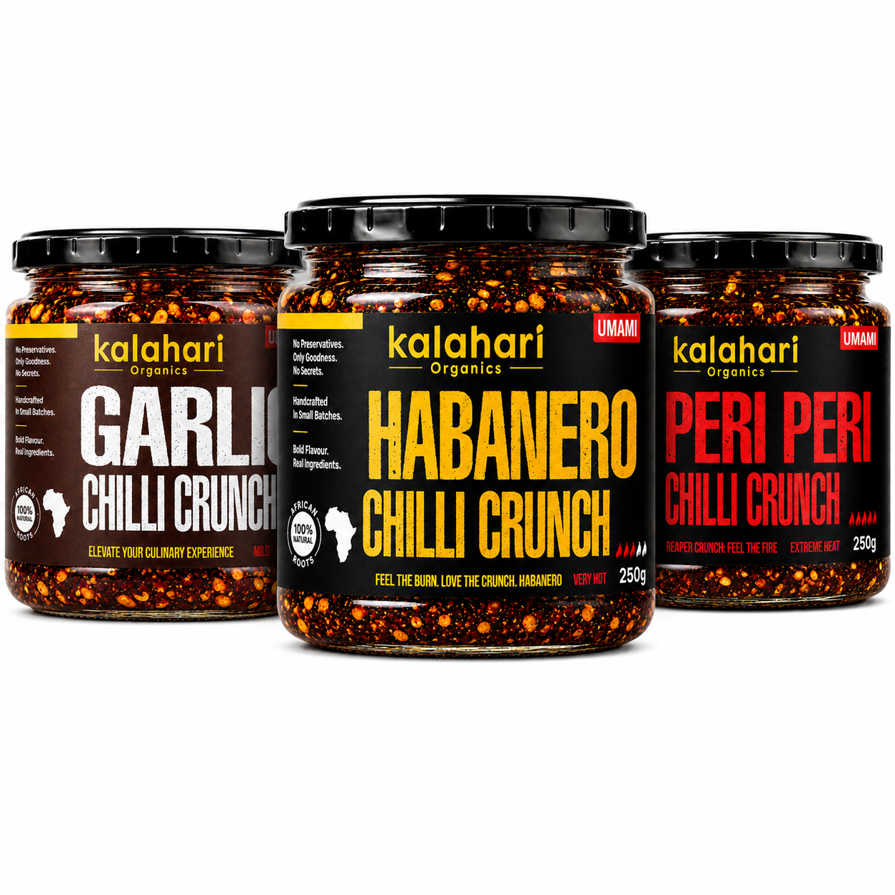 Kalahari Braai Master Chilli Crunch Trio Gift Set — 3 × 250g