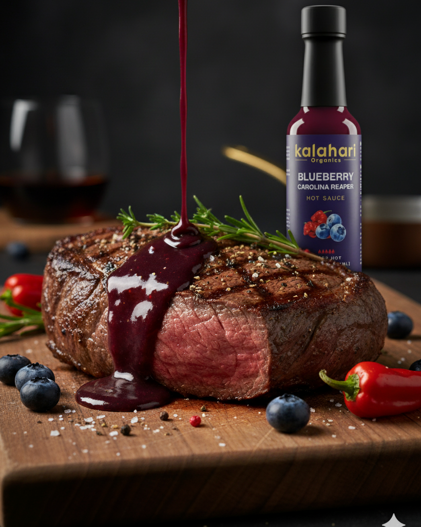 Kalahari Big 5 Collection - 3x125ml Hot Sauce Gift Set [Ghost Reaper, Scotch Bonnet & Ginger, Scorpion Reaper, Blueberry Habanero, Mango Habanero]