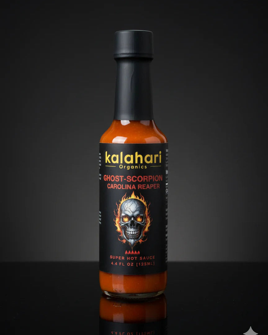 Kalahari Inferno Trio - 3x125ml Hot Sauce Gift Set & Variety Pack [Black Garlic Reaper, Scorpion Reaper, Triple Pepper Blend]