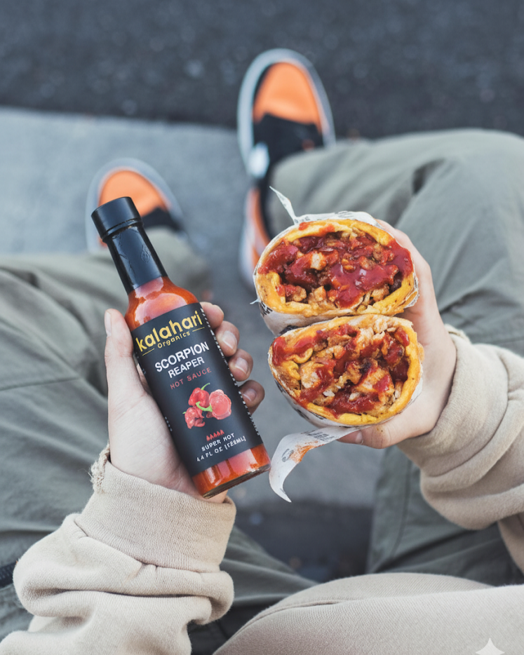 Kalahari Inferno Trio - 3x125ml Hot Sauce Gift Set & Variety Pack [Black Garlic Reaper, Scorpion Reaper, Triple Pepper Blend]