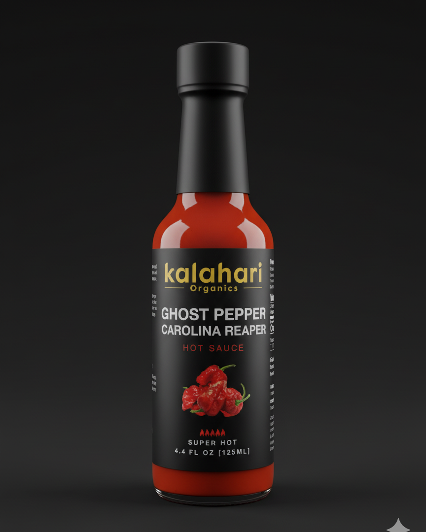 Kalahari Big 5 Collection - 3x125ml Hot Sauce Gift Set [Ghost Reaper, Scotch Bonnet & Ginger, Scorpion Reaper, Blueberry Habanero, Mango Habanero]