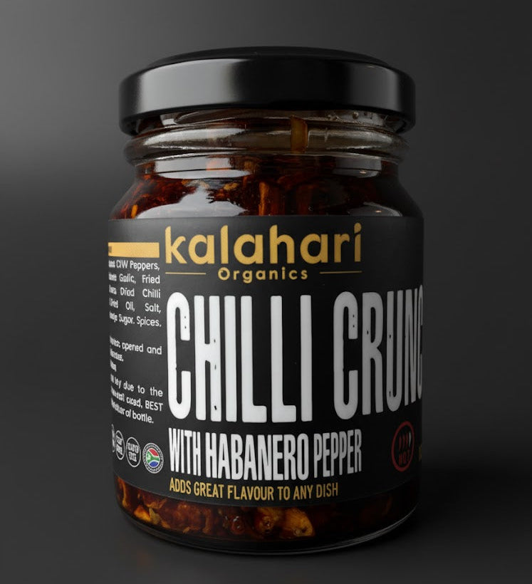 Kalahari Mini Crunch Sampler: 4x125g Chilli Crunch Oil & Variety Pack [Garlic, Cayenne, Jalapeno, Habanero]
