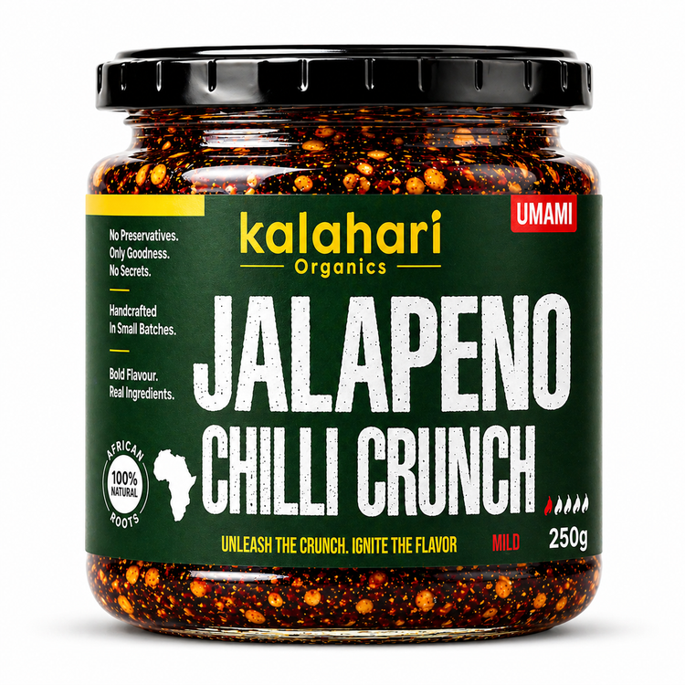 Kalahari Organics Jalapeño Chilli Crunch 250g jar