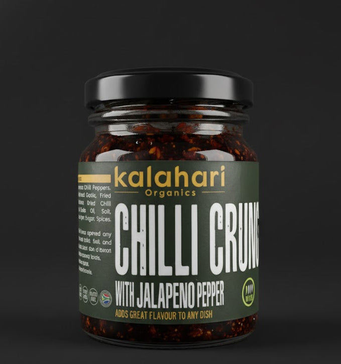 Kalahari Mini Crunch Sampler: 4x125g Chilli Crunch Oil & Variety Pack [Garlic, Cayenne, Jalapeno, Habanero]