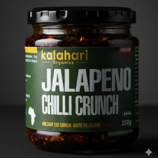 Kalahari Huisgenoot Collection Box Gift Set: 5x250g Chilli Crunch Oil & Variety Pack [Garlic, Jalapeño, Habanero, Cayenne, Peri Peri]