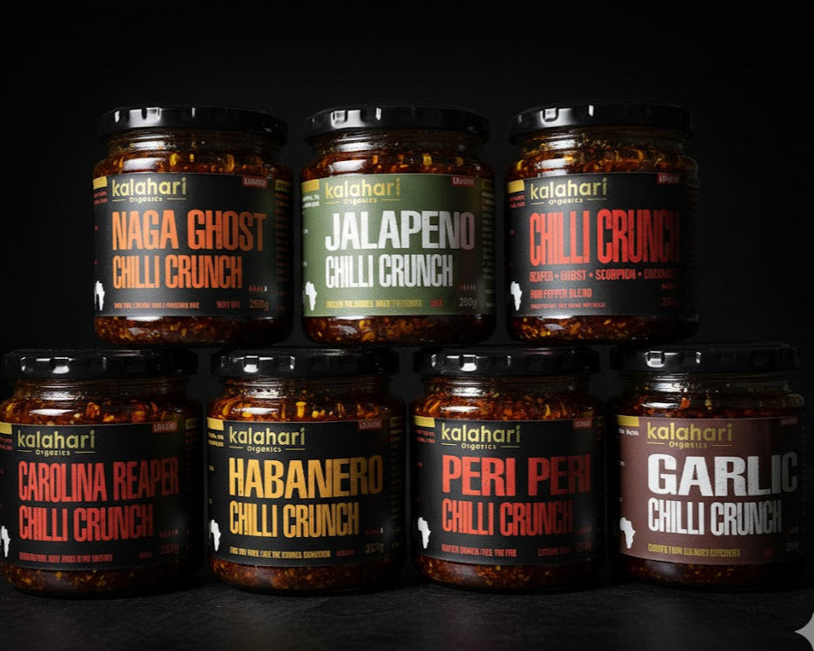 Kalahari Master Crunch Collection: Ultimate Chilli Crunch Oil Gift Set - 7x250g Gift Box