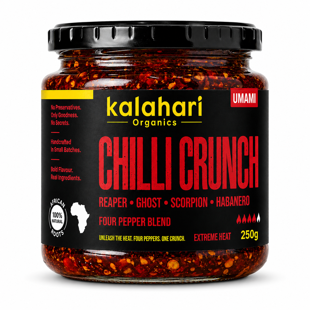 Kalahari Wildfire Fusion Superhot Chilli Crunch Oil — 250g