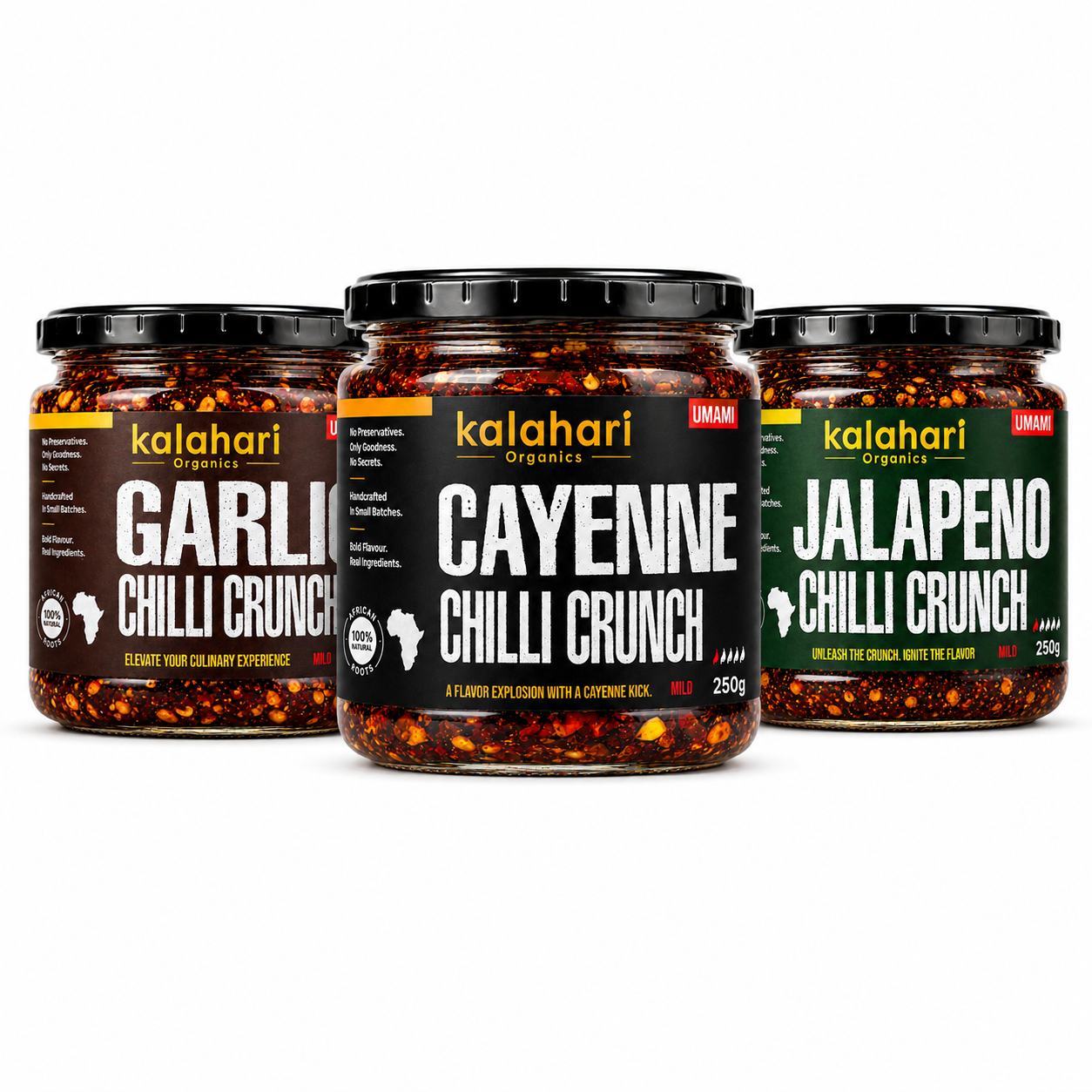 Kalahari Crunch Starter Trio Chilli Crunch Gift Set — 3 × 250g