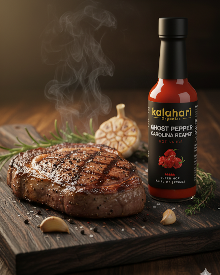 Kalahari Big 5 Collection - 3x125ml Hot Sauce Gift Set [Ghost Reaper, Scotch Bonnet & Ginger, Scorpion Reaper, Blueberry Habanero, Mango Habanero]