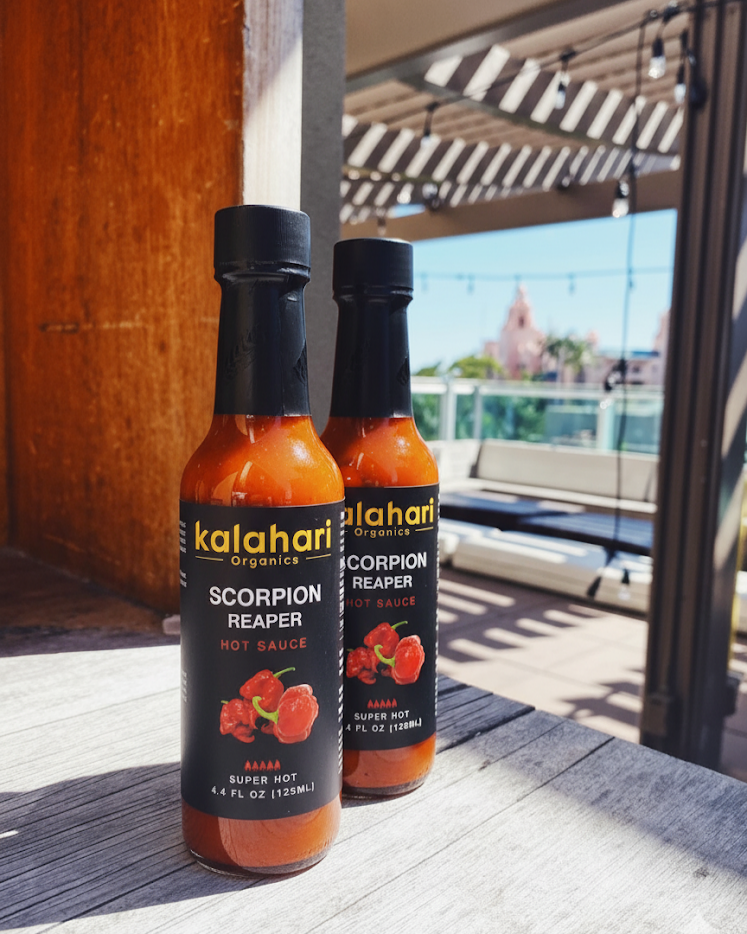 Kalahari Big 5 Collection - 3x125ml Hot Sauce Gift Set [Ghost Reaper, Scotch Bonnet & Ginger, Scorpion Reaper, Blueberry Habanero, Mango Habanero]