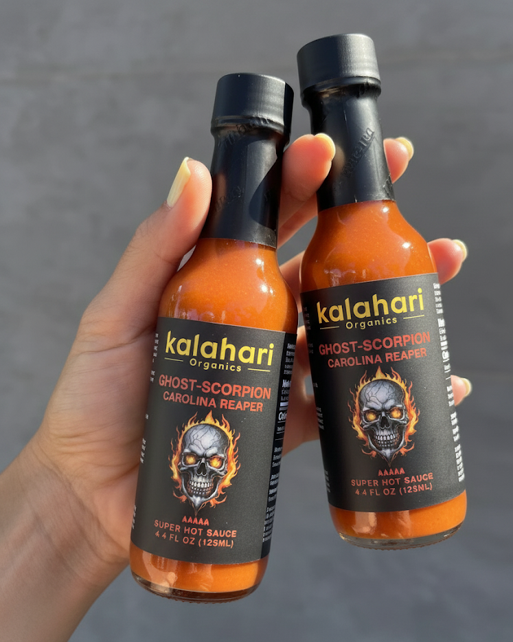 Kalahari Inferno Trio - 3x125ml Hot Sauce Gift Set & Variety Pack [Black Garlic Reaper, Scorpion Reaper, Triple Pepper Blend]